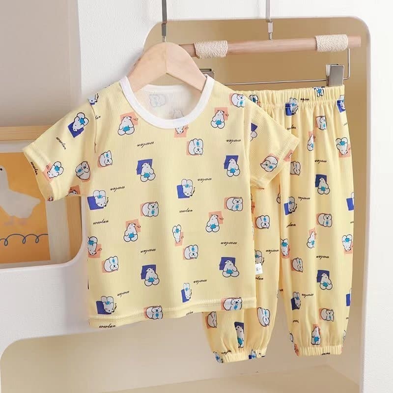 🎗️🎗️ชุดนอนเด็ก Set 2ชิ้น เสื้อแขนสั้น+กางเกงขายาว ลายน่ารัก ผ้านิ่มใส่สบาย🎗️🎗️พร้อมส่ง