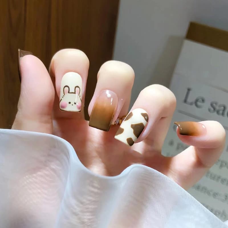 ใหม่free Glue2025 ใหม่ล่าสุด 24 ชิ้น French Nail Art ปลอม Nais ชุดกาวอะคริลิคเล็บเต็ม COD รูปที่ 8