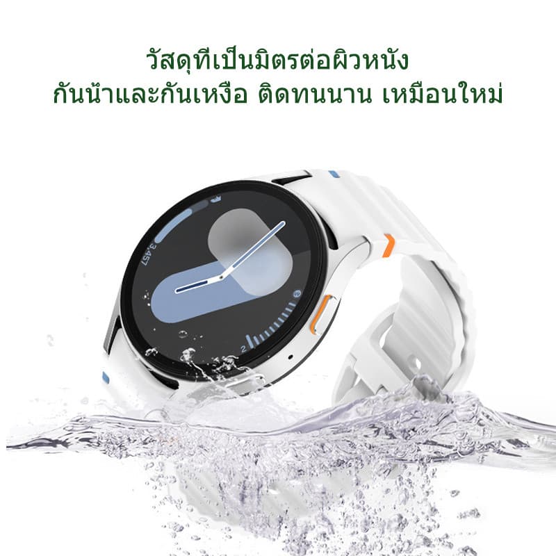 เหมาะสำหรับSamsung Galaxy Watch 7 6 5 4 classicWatch 5 pro สายนาฬิกาซิลิโคน 40mm/44mm สายนาฬิกาใหม่ล่าสุด กันน้ำและทนทาน รูปที่ 3