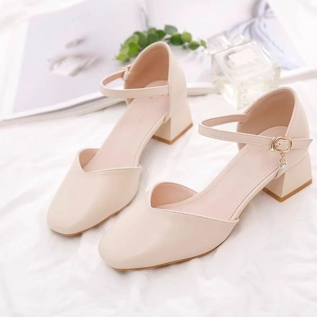 ] 2สี รองเท้าส้นสูง รองเท้าทำงานสำหรับผู้หญิง วัสดุทำจากยางใส่ออกงานสวยงาม รูปที่ 9