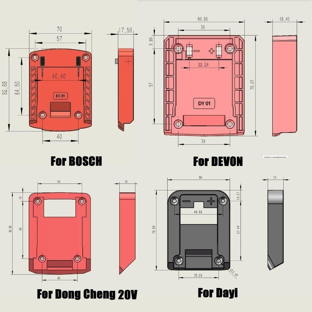 ICRAFT อะแดปเตอร์ DIY, ขั้วต่อแบตเตอรี่ทนทาน ABS, เปลือกหัวชาร์จแบบพกพาสําหรับ Makita/DeWalt/WORX/Milkwaukee แบตเตอรี่ลิเธียม 18V รูปที่ 3