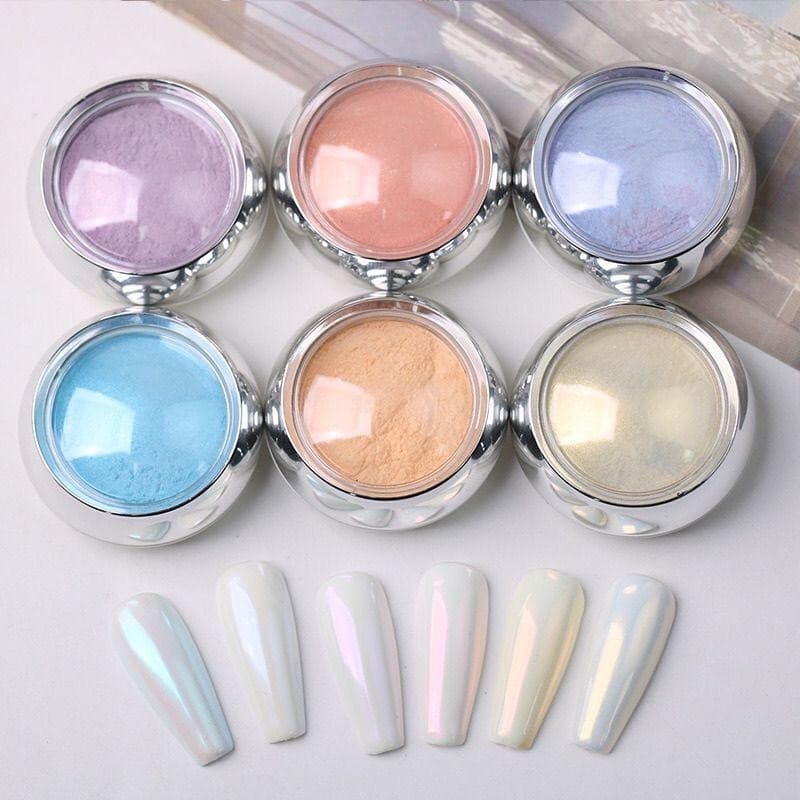 SHAKA สีทาเล็บเจล ผงเพชร 6 สี ออโรร่าเงากระจก สะท้อนแสงสวย เพ้นท์เล็บ แบบแช่ออก ติดทนนาน UV ทำเล็บ รูปที่ 1