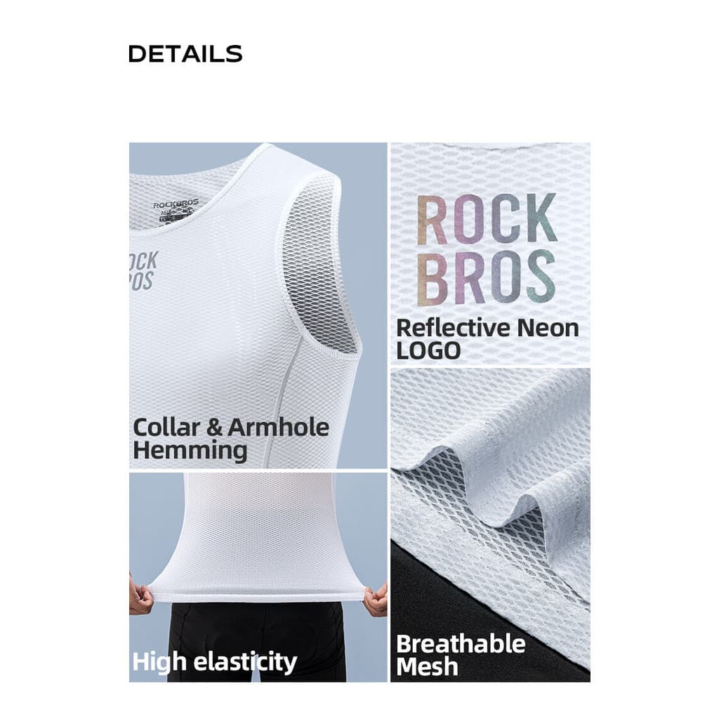 ROCKBROS ขี่จักรยานย์ฤดูร้อนแขนกุดสบายกีฬากลางแจ้งสวมใส่ระบายอากาศยืดหยุ่นสูงผู้ชายขี่จักรยานผ้าแน่น รูปที่ 8