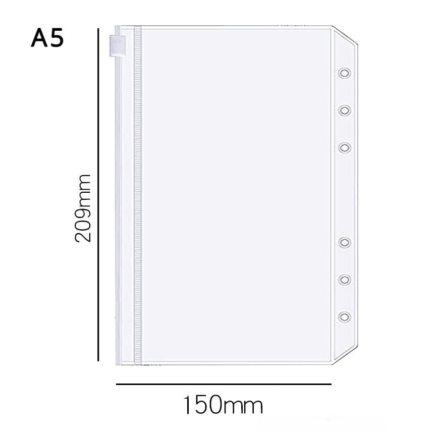 แฟ้ม LR A4 และขนาดยาว Organizer, A6/A5 PP Binder ฝาครอบใส 6 หลุมหลวมสําหรับเครื่องเขียนเงินผู้ถือเอกสาร รูปที่ 6