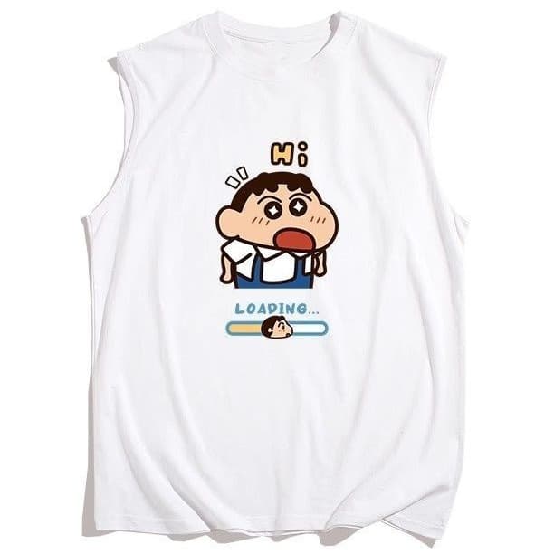 เสื้อแขนกุดชายหญิง สกรีนลายชินจัง มี 4 ลาย ขาว-ดำ OP รูปที่ 6