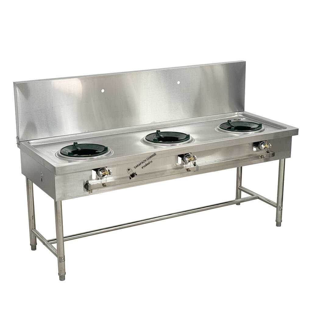 เตาแก๊สสแตนเลส3หัว หัวเตาKB5 KB7 KB8 แรงดันสูง Stainless high pressure frying stove รูปที่ 4