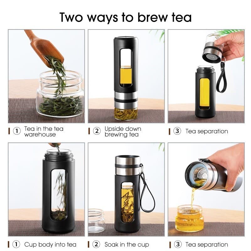 500ml แก้วน้ำชา แก้วชงชาพกพา พร้อมที่กรองใส่ใบชา แก้วกรองชาร้อน รูปที่ 2