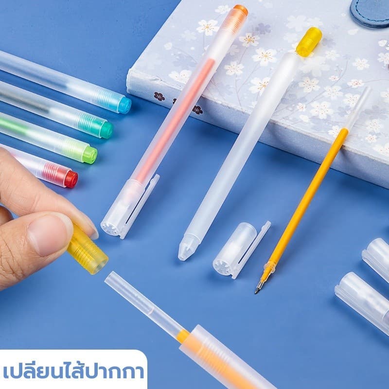 ปากกาสี ปากกาเจลสี 0.5mm 12 สี วัสดุฝ้า หมึกเรียบ รูปที่ 6