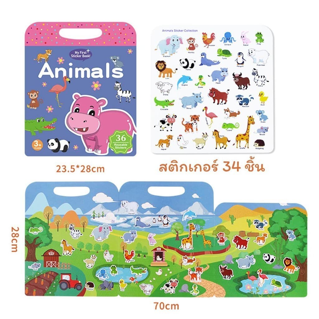 หนังสือสติ๊กเกอร์เสริม IQ สติ๊กเกอร์ลอกติดซ้ำได้ สติ๊กเกอร์กันน้ำ ไม่ทิ้งคราบกาว พร้อมภาพเสริมจินตนาการ รูปที่ 5