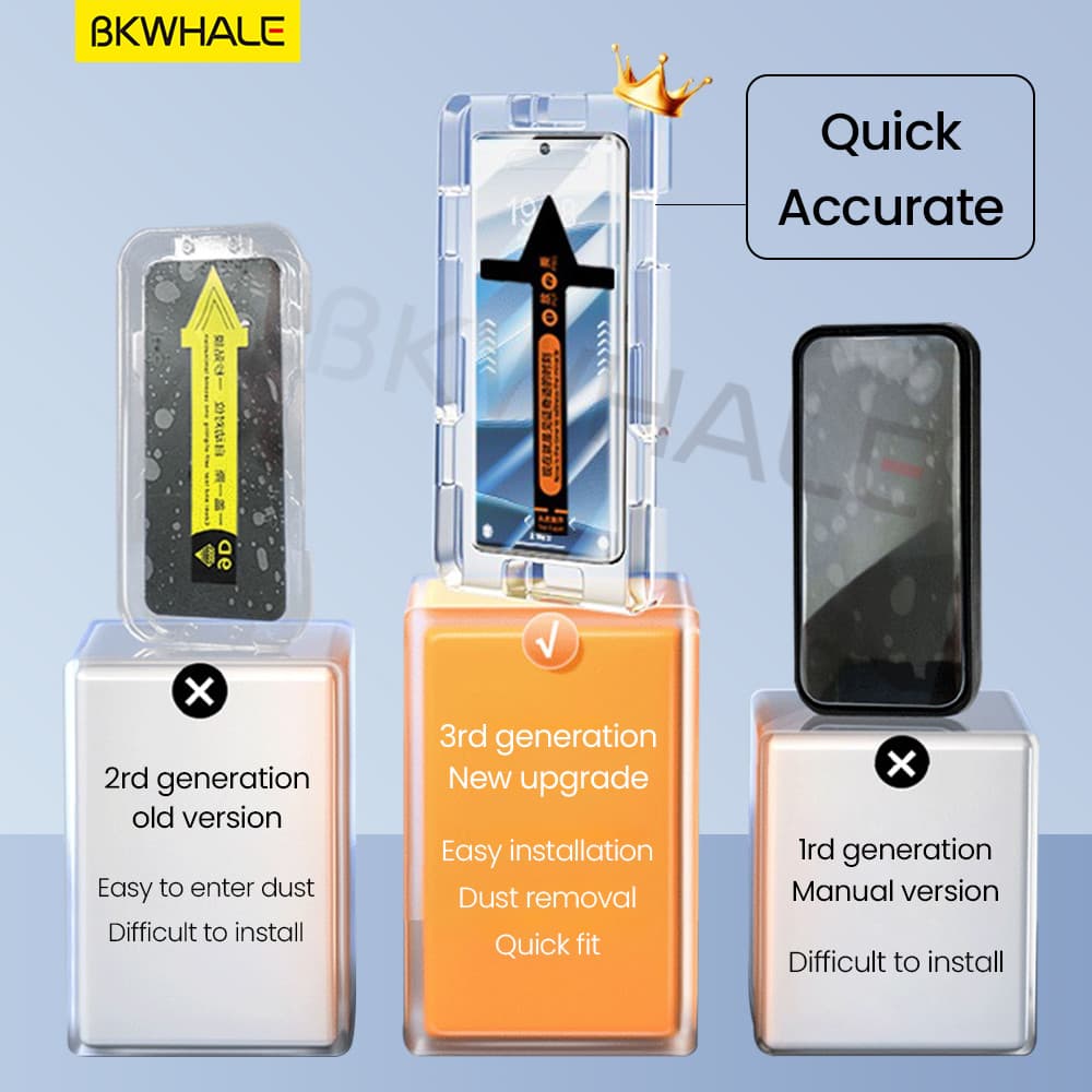BKWHALE ติดตั้งง่ายกระจกนิรภัยสําหรับ Xiaomi Redmi Note14 Pro 15 15C 14C 13 หมายเหตุ 12 11 12S 11S K60 K70 E K80 Ultra K90 Pro Max Note13 Note15 Pro + Turbo 3 4 ป้องกันหน้าจอฟิล์ม รูปที่ 8