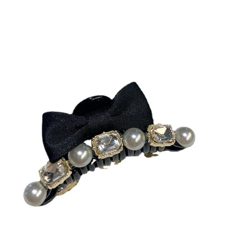 High-end Elegant Bow กิ๊บติดผมหญิงด้านข้าง Bangs คลิปหน้าผาก Hairpin คลิป Influencer Pearl Rhinestone คลิป รูปที่ 7