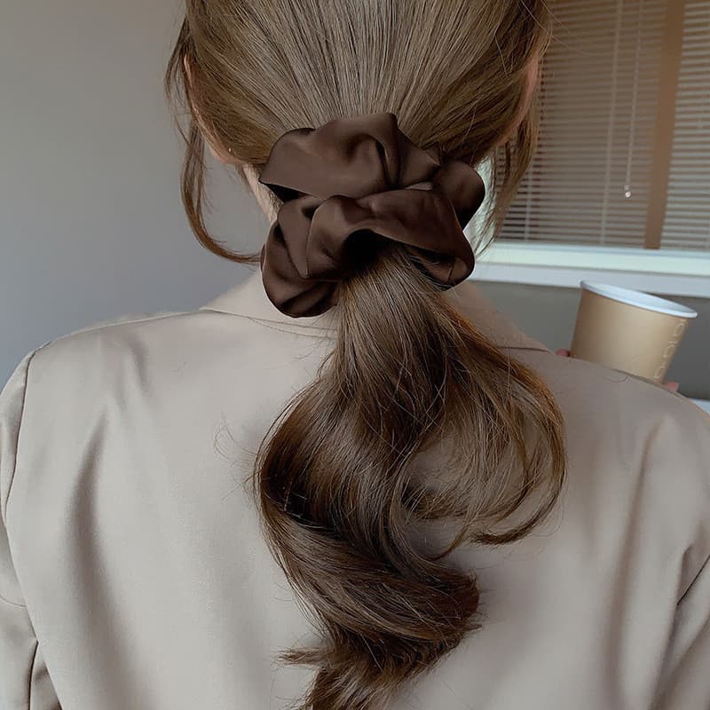 2024 ซาติน Scrunchy ผม Tie เกาหลีแถบคาดศีรษะหญิง Simple Headwear รูปที่ 2
