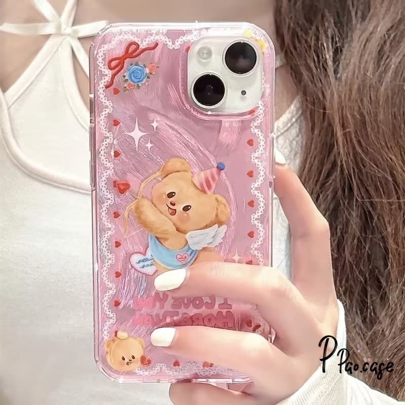 เคส สำหรับ IPhone 11 16 14 13 12 15 Pro Max XR 6 7 16 6S 8 Max X XS Plus SE 2020 เคสเส้นด้ายขนนกเทวดาเนยน่ารักสร้างสรรค์ รูปที่ 8