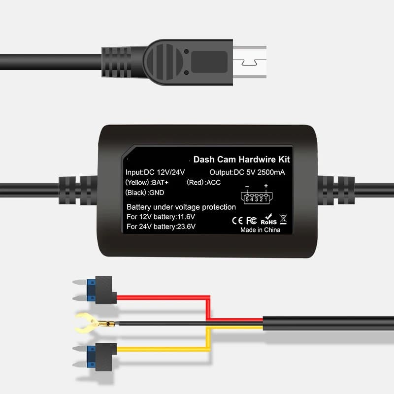 2/3 Core Car Hardwire Kit สําหรับรถยนต์ DVR Mini หรือ TYPE-C USB Car Charger สําหรับ Dash Cam Reaview กระจก 24H การตรวจสอบที่จอดรถ รูปที่ 2
