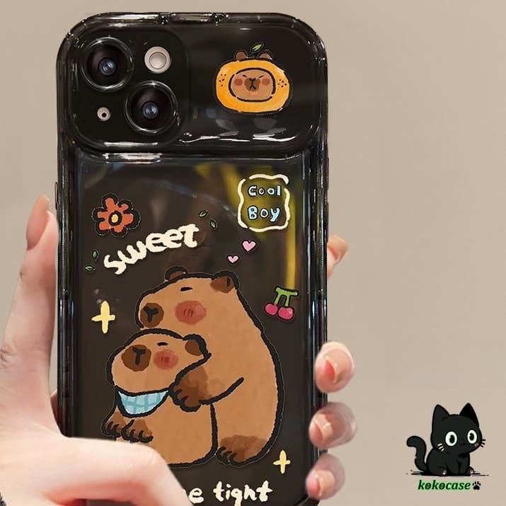 GOOD CASEสินค้า1บาท IPHONE 11 13 15 14 12 Pro Max 15 14 7 8 Plus X XR XS MAX หนูแฮมสเตอร์น่ารักพลิกกรณีโทรศัพท์กระจก รูปที่ 4