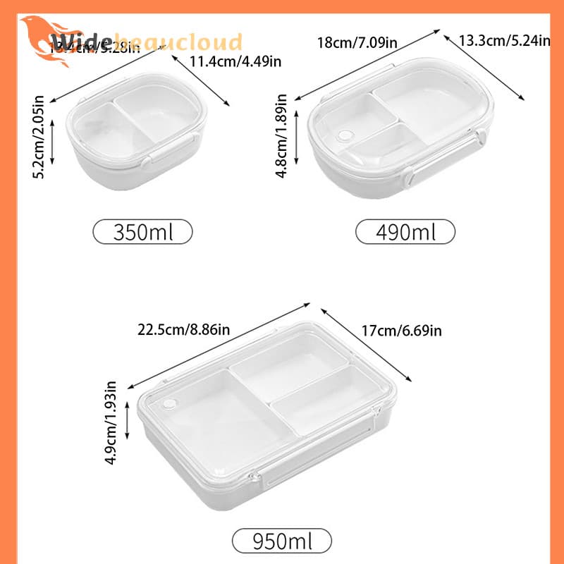 Widebeaucloud กล่องอาหารกลางวันเบนโตะช่องผลไม้ ไมโครเวฟได้ แช่เย็น พกพา ปิดผนึก รูปที่ 5