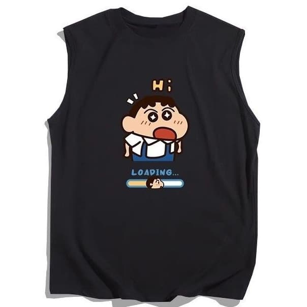 เสื้อแขนกุดชายหญิง สกรีนลายชินจัง มี 4 ลาย ขาว-ดำ OP รูปที่ 7