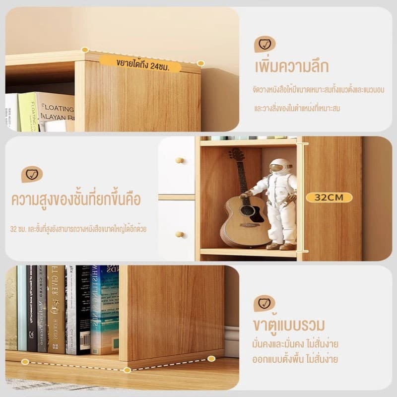 TTM ตู้เก็บของ ทำจากไม้ มีแผงประตู 90/120CM อเนกประสงค์ ความจุขนาดใหญ่ ชั้นวางหนังสือ รูปที่ 5