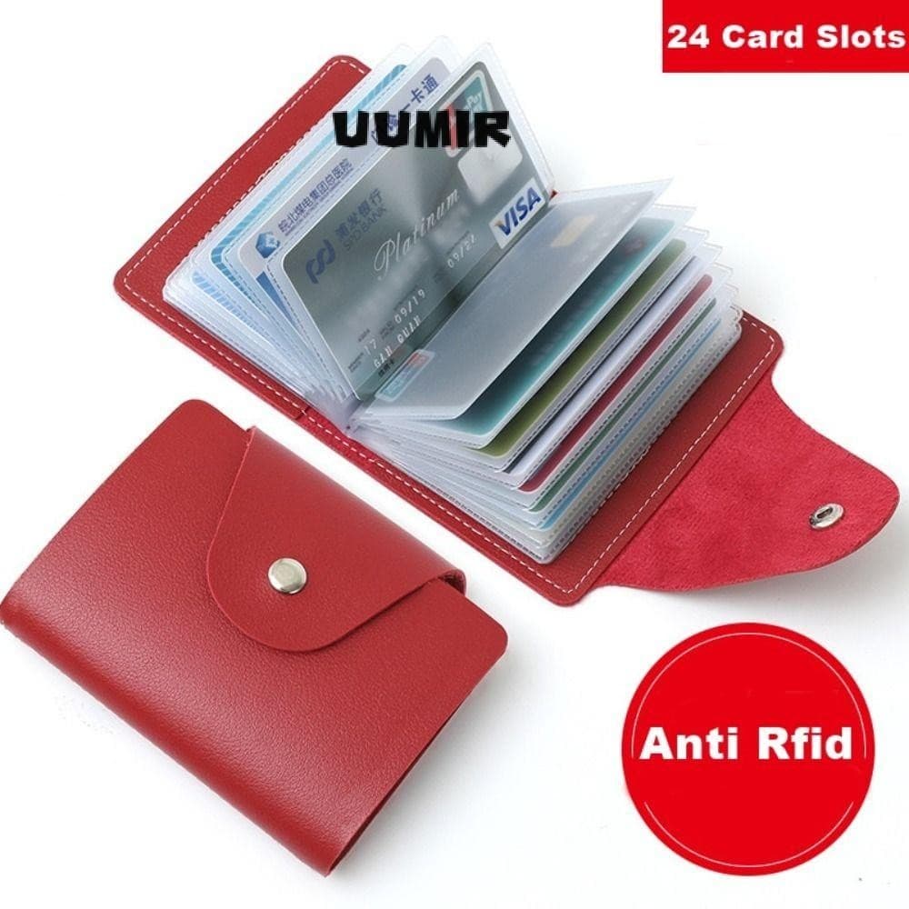 UUMIR กระเป๋าสตางค์หนัง สีพื้น 24 ช่อง สําหรับใส่บัตรเครดิต บัตรประชาชน รูปที่ 1