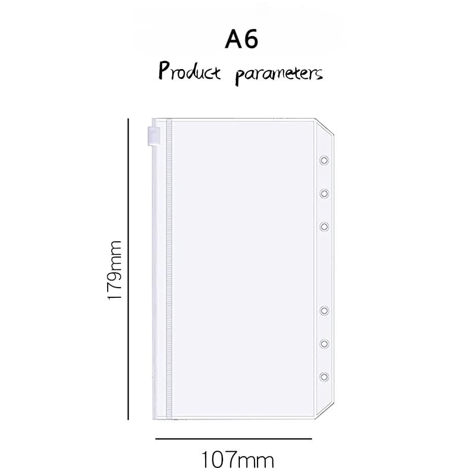 แฟ้ม LR A4 และขนาดยาว Organizer, A6/A5 PP Binder ฝาครอบใส 6 หลุมหลวมสําหรับเครื่องเขียนเงินผู้ถือเอกสาร รูปที่ 5