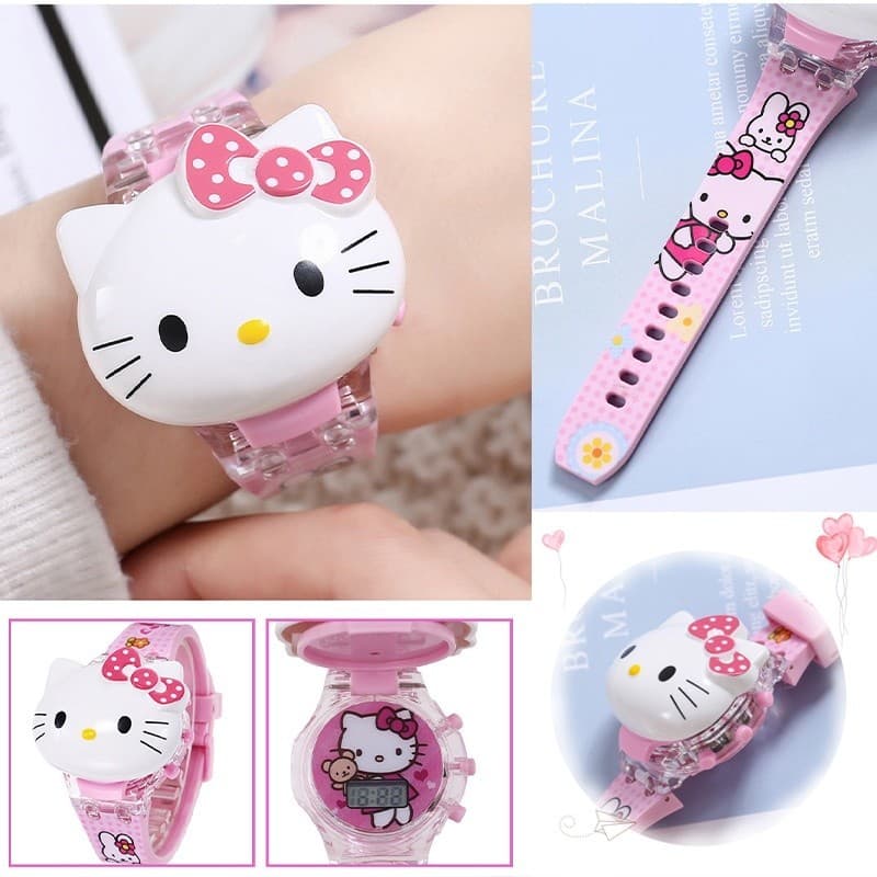2025 Sanrio เด็ก LED 3D Kuromi Hello Kitty Melody Cinnamoroll Flip Luminous Music รูปที่ 6