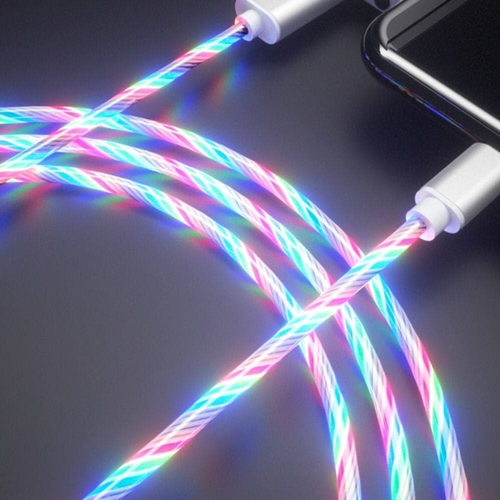 3A LED Glow USB Cable 1M – สายชาร์จน้ําไหลส่องสว่างสําหรับ Micro USB และ Type-C, สายเคเบิลข้อมูลชาร์จเร็ว รูปที่ 7