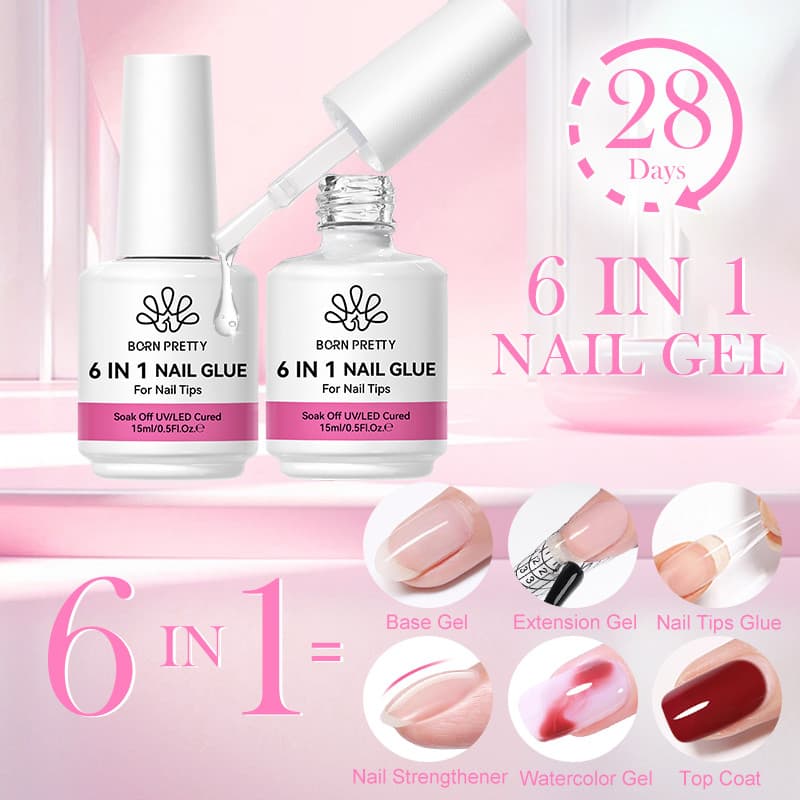 Born PRETTY 6-in-1 Strong เล็บเจลเจลเล็บโปร่งใสฟังก์ชั่นเจลความหนาฐานยาง Rhinestone กาว 15ml รูปที่ 4