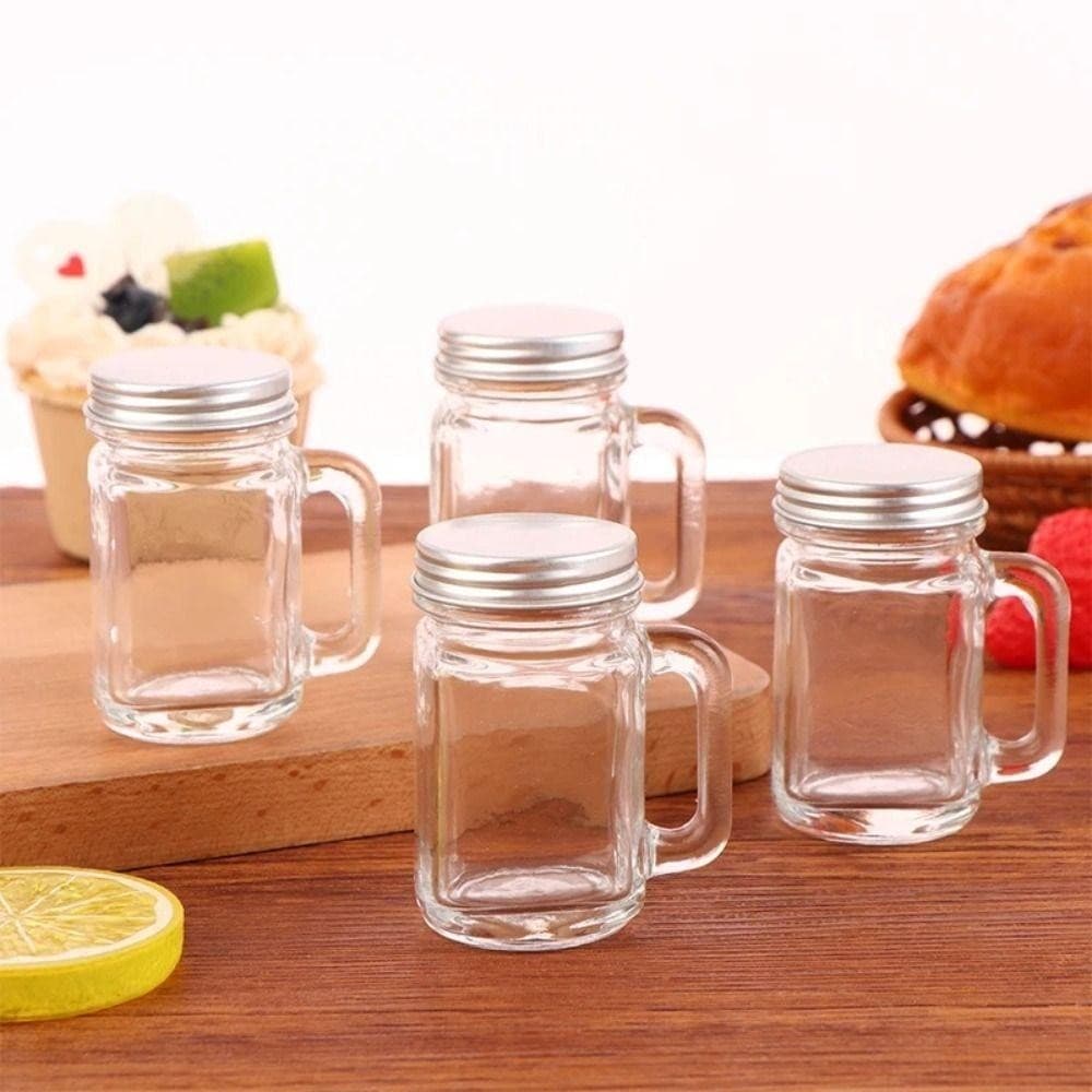 AUBREY1 ขวดแก้วปิดผนึก 5 ชิ้น, น่ารัก 35 มล. Mini Mason Jar, ถังเก็บพร้อมฝาปิดแบบพกพา Leakproof Coffee Concentrate ขวดกาแฟ รูปที่ 4