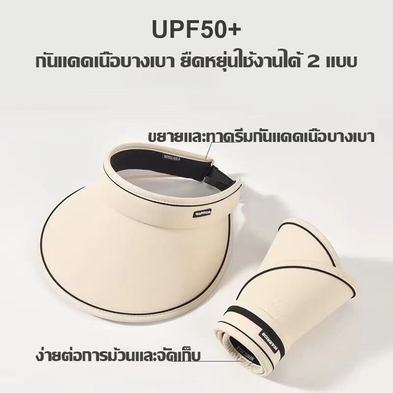 หมวกกันแดด หมวกไปทะเลแบบครึ่งใบ ม้วนเก็บได้ ป้องกันรังสีอัลตราไวโอเลต กันแดด ระบายอากาศ แฟชั่นฤดูร้อน สําหรับผู้หญิง รูปที่ 3