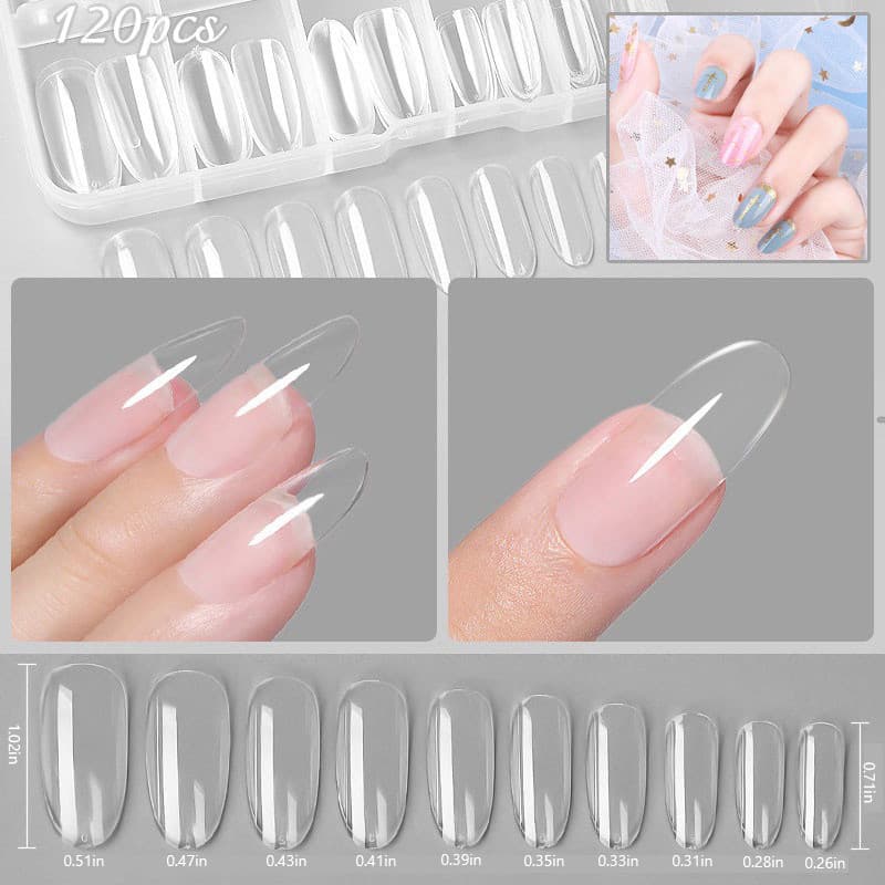 120 ชิ้น Full Cover Square Oval Transparent False Nail Tips - Soft Gel Tips เครื่องมือทําเล็บ รูปที่ 7