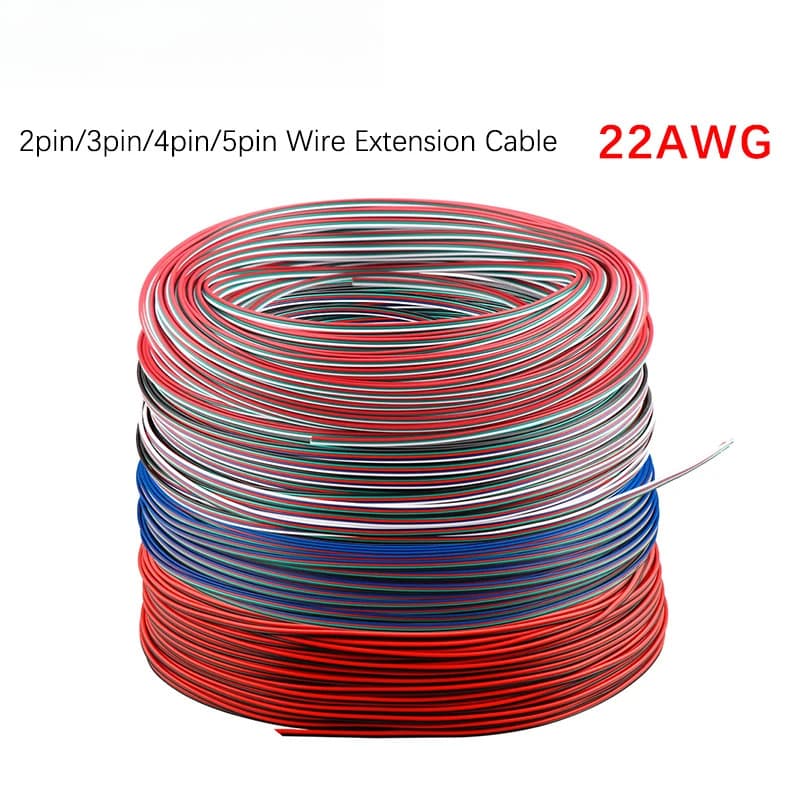 5 M/10 M 22AWG LED Strip Connector 2pin/3pin/4pin/5pin/6pin สายไฟสําหรับ WS2812B WS2811 5050 2835 5730 LED Strip Light รูปที่ 2