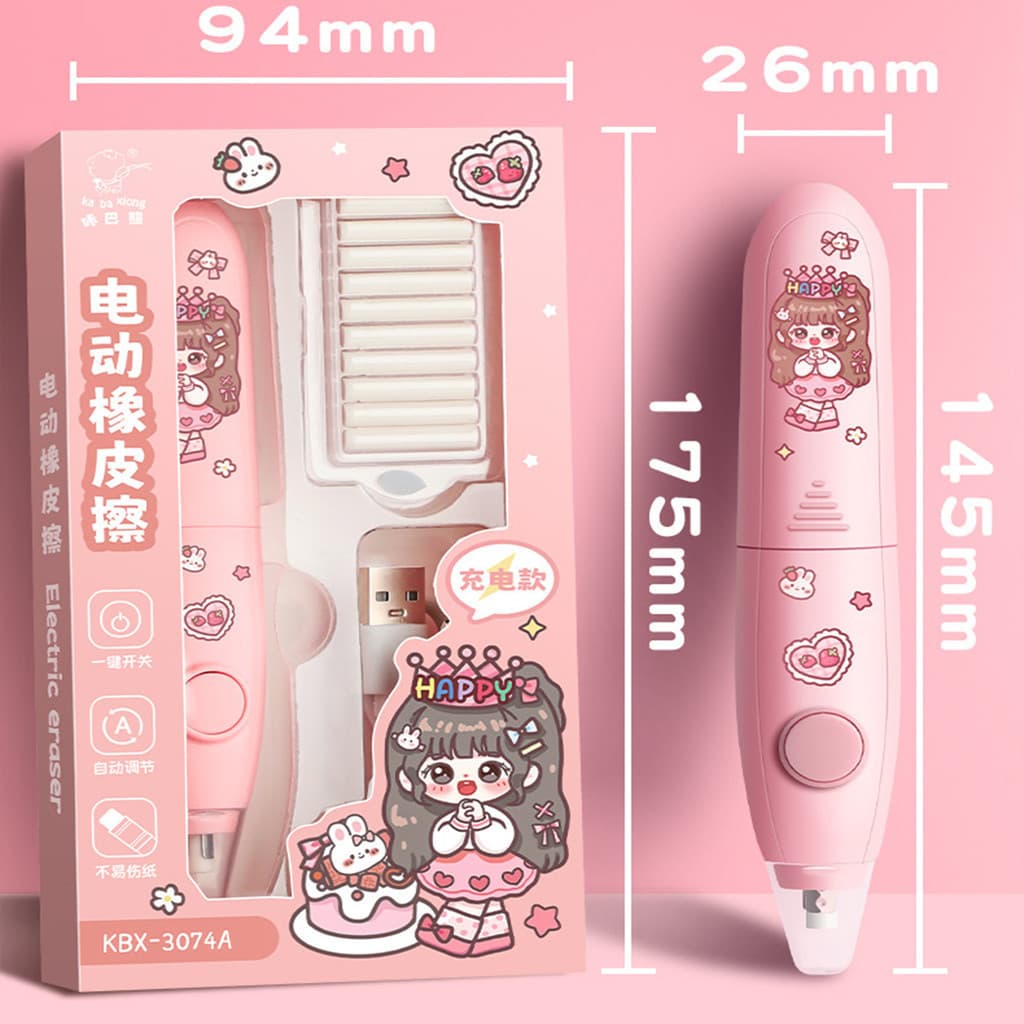 ยางลบอัตโนมัติ ยางลบไฟฟ้า ยางลบ ยางลบไฟฟ้าแบตเตอรี่ ไส้ยางลบไฟ้ฟ้า ลายการ์ตูนน่ารัก รูปที่ 8