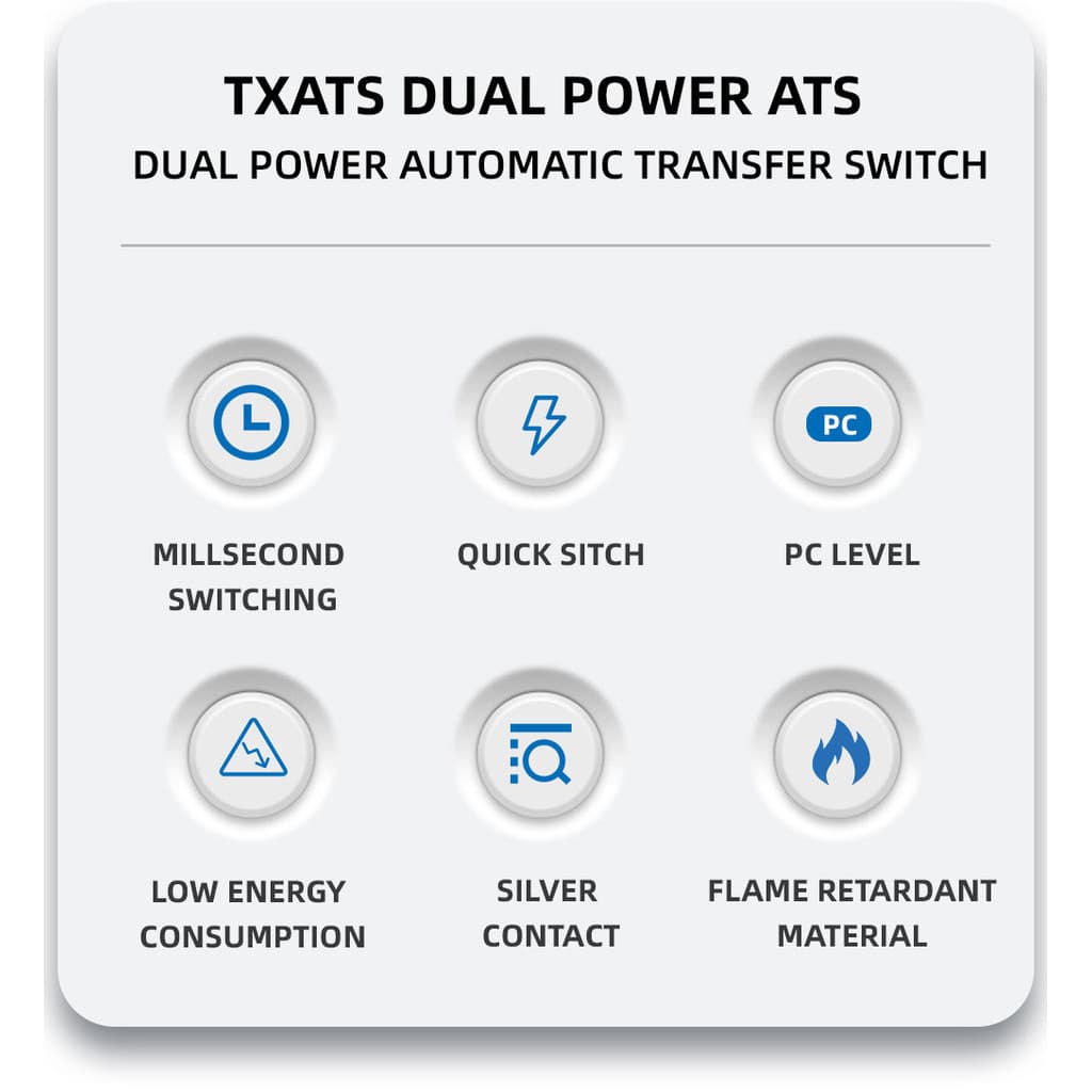 ATS 2P 63A/100A Dual Power ATS สวิทช์ ไฟฟ้า ats Automatic transfer switch เวลาในการเปลี่ยนน้อยกว่า 30ms รูปที่ 6