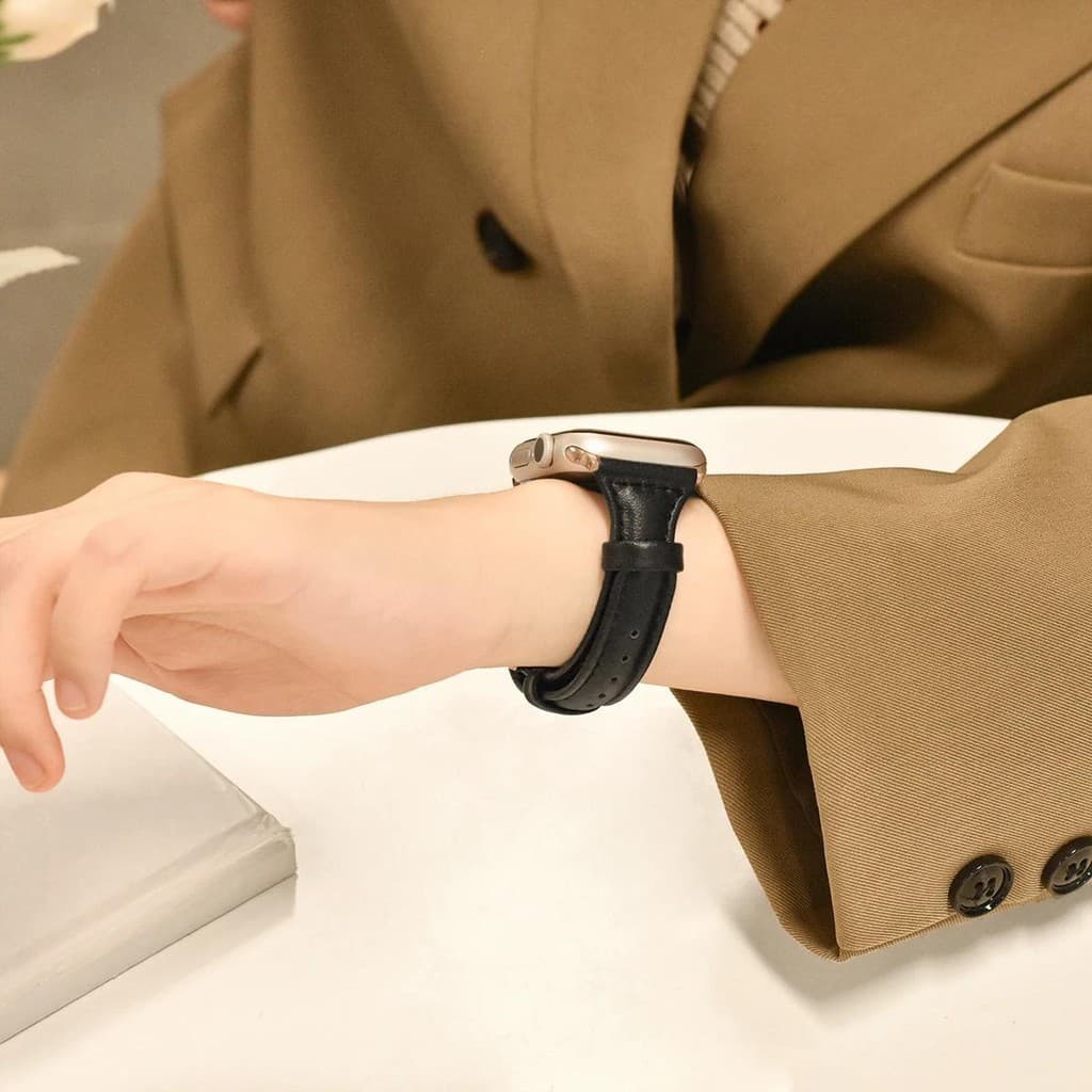 สายหนังแท้บางสําหรับ Apple Watch - สายรัดปรับได้ Compatible Series 4-9/SE/Ultra 38-49 มม. รูปที่ 3