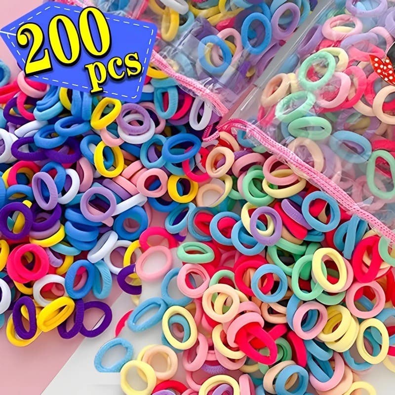 100-500 ชิ้นที่มีสีสัน Basic ไนลอน Ealstic ผม Ties สําหรับสาวผมหางม้าถือ Scrunchie ยาง Band เด็ก Basic อุปกรณ์เสริมผม รูปที่ 2
