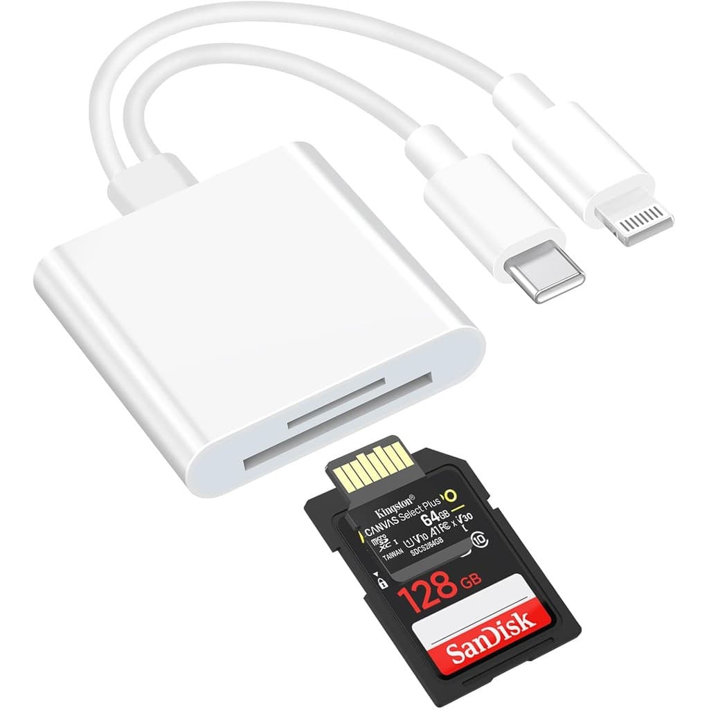 เครื่องอ่านการ์ด SD/Micro SD 3-in-1 สําหรับ iPhone Lightning รองรับการ์ด SD/Micro SD
