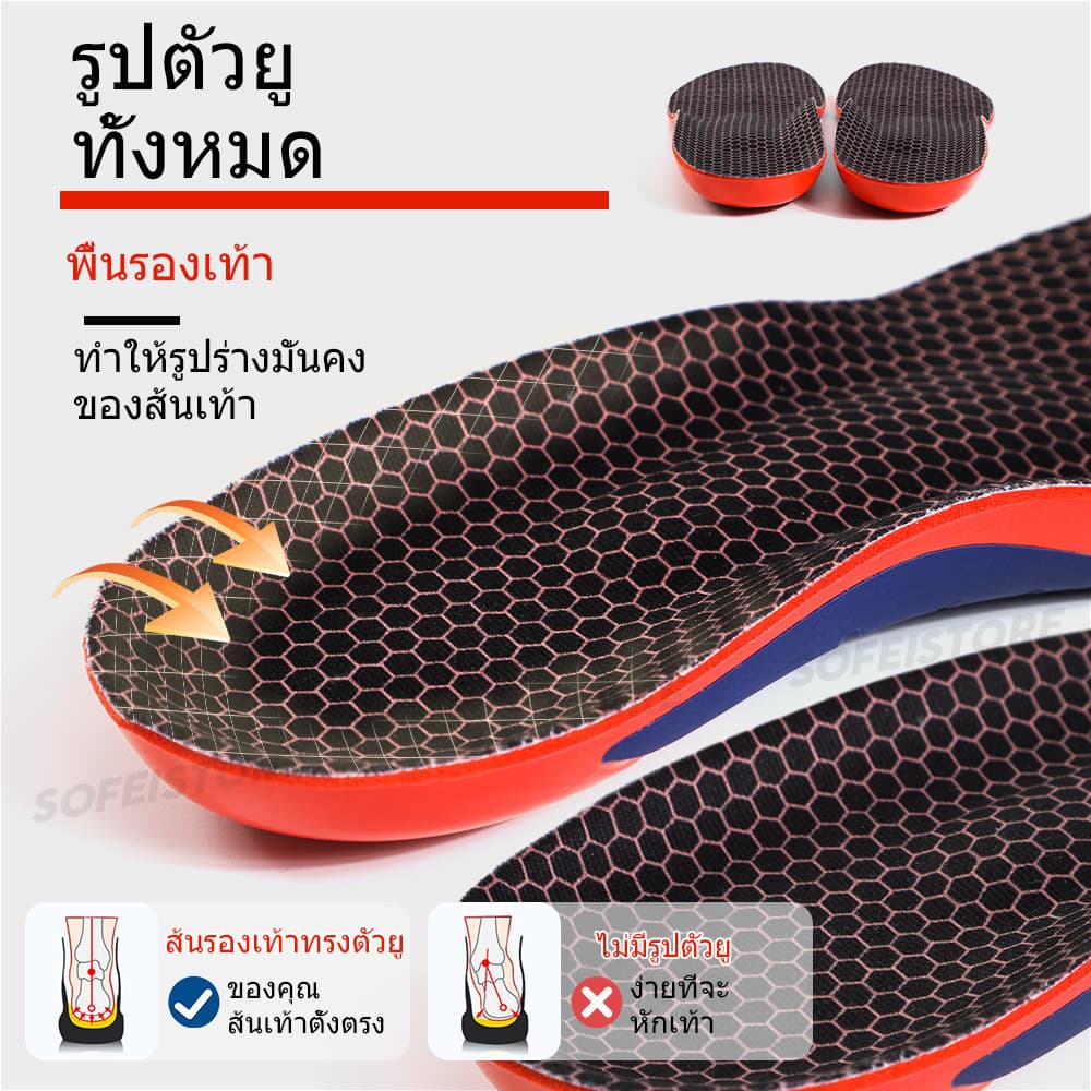 Poron พื้นรองเท้าแบบโค้งแบนดูดซับแรงกระแทกบรรเทาอาการปวดส้นเท้า1คู่ รูปที่ 4