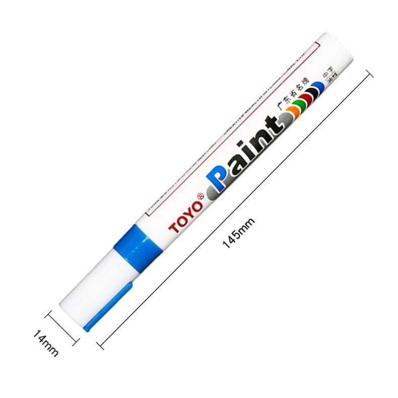 TOYO Paint ปากกาเขียนยาง มี 12 สี กันน้ำ ปากกาอเนกประสงค์ เขียนเหล็ก กระเบื้อง กระจก พลาสติก แก้ว ไม้ แต้มสีรถ รูปที่ 9