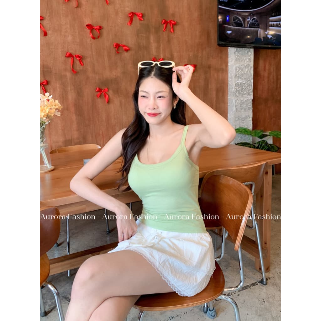 Aurora เสื้อสายเดี่ยว มี9สี มีฟองน้ำ ผ้าร่องเล็กยืดกำลังดี ใส่ง่าย รูปที่ 2