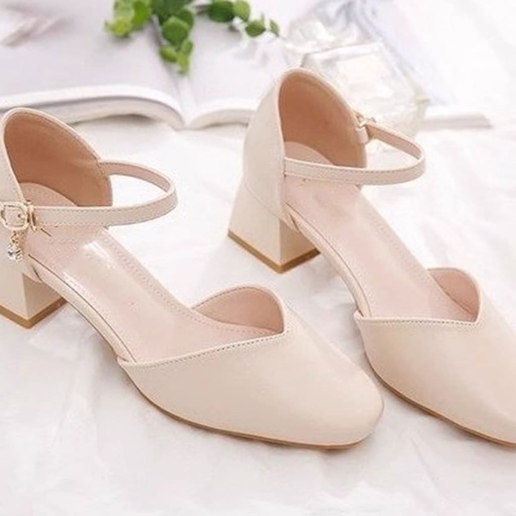 ] 2สี รองเท้าส้นสูง รองเท้าทำงานสำหรับผู้หญิง วัสดุทำจากยางใส่ออกงานสวยงาม รูปที่ 3
