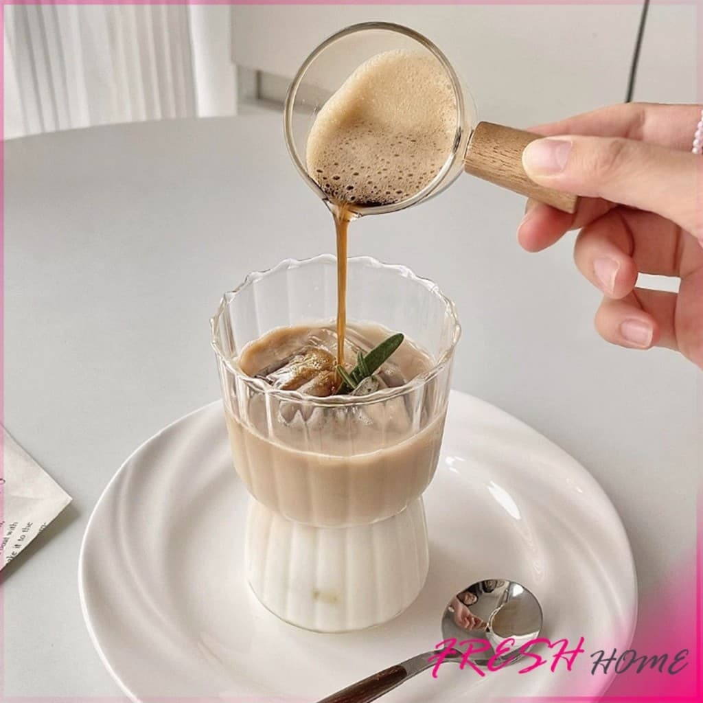 Fresh ‌ถ้วยแก้วลายทางโปร่งใส - เครื่องดื่มที่ทนทานและมีสไตล์ สำหรับการใช้งานประจำวัน‌ Glass coffee cup รูปที่ 7