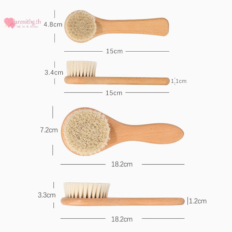 RENBG Baby Care Beech Handle แปรงเด็ก Hbrush ทารกแรกเกิดหวีสําหรับนวดสําหรับอาบน้ําเด็ก Pure Natur TH รูปที่ 7