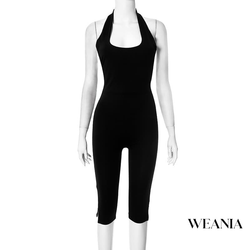 Weania ผู้หญิงฤดูร้อนBackless Halter ชุดจั๊มสูทเซ็กซี่ รูปที่ 6