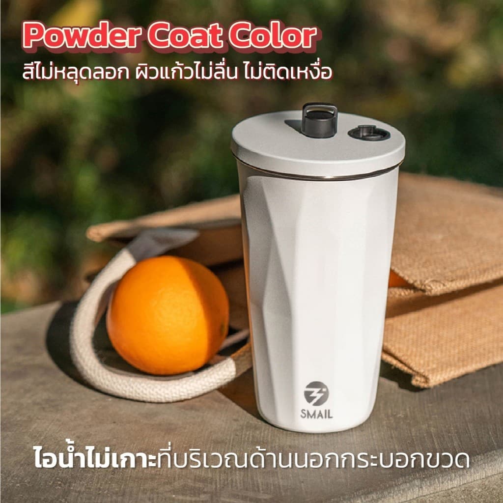 แก้วน้ำ สเตนเลส304 มีฝาปิด แก้วเก็บอุณหภูมิ ขนาด600ml ยี่ห้อSMAIL พร้อมหลอด สีทูโทน เก็บความเย็น ความร้อน รูปที่ 5
