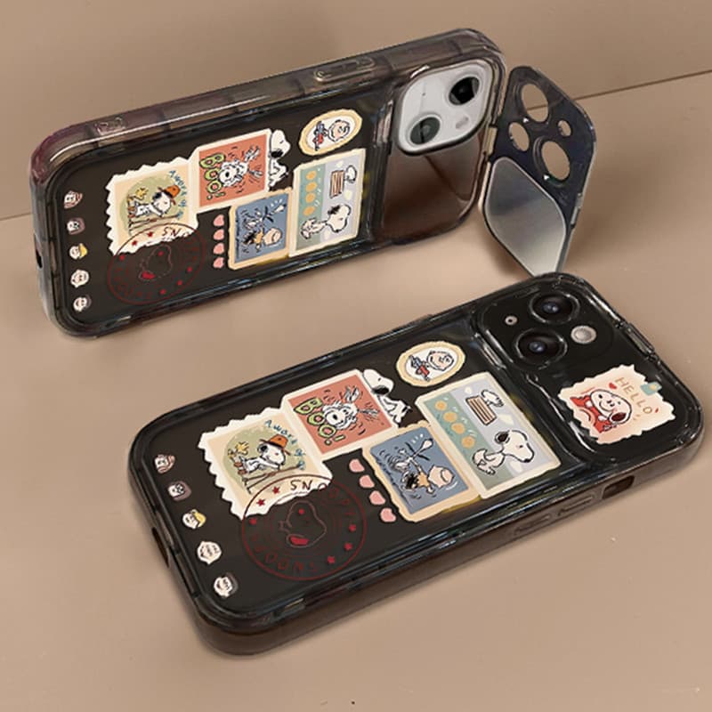 สำหรับ iPhone 11 15 14 13 12 Pro MAX 7 8 Plus X XR XS MAX เคส การ์ตูน สนูป กรณีโทรศัพท์กระจกพลิก ซิลิโคนนุ่ม TPU Case รูปที่ 9