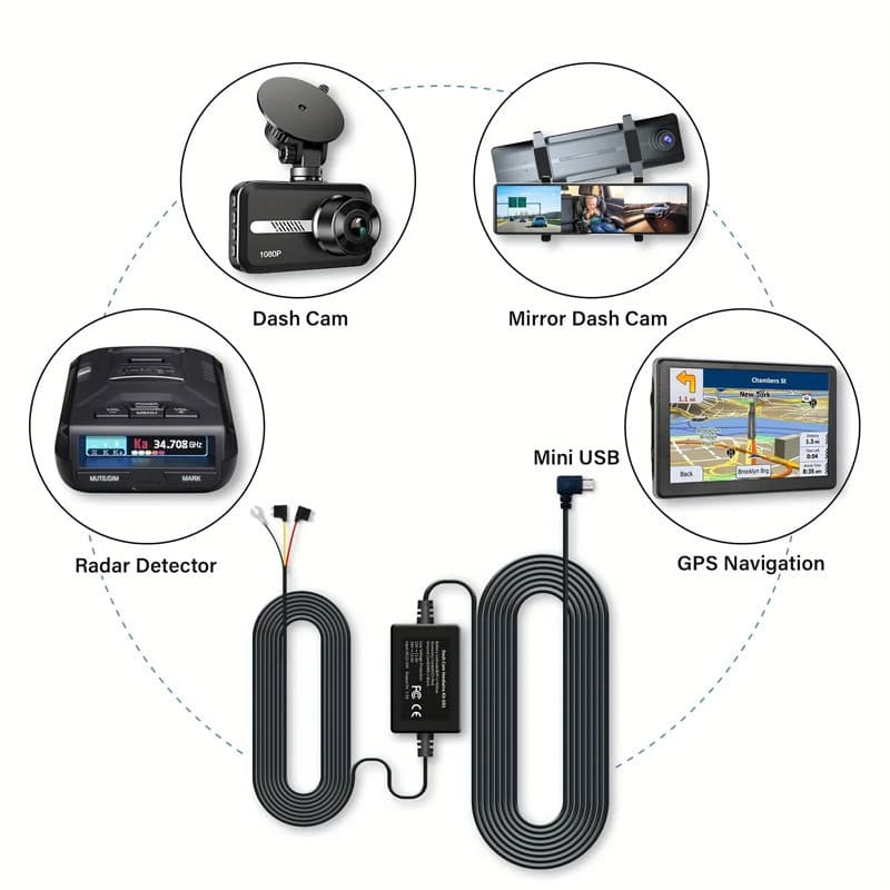 2/3 Core Car Hardwire Kit สําหรับรถยนต์ DVR Mini หรือ TYPE-C USB Car Charger สําหรับ Dash Cam Reaview กระจก 24H การตรวจสอบที่จอดรถ รูปที่ 6