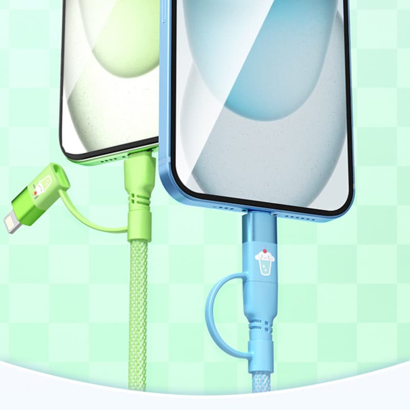 Sanrio SS-592 4-in-1 Fast Charging Data Cable Hello Kitty Kuromi Pochacco Cinnamoroll Type-C To Type-C อินเทอร์เฟซแบบพกพาสีชมพูน่ารัก 20W Super Flash PD สายชาร์จ รูปที่ 7