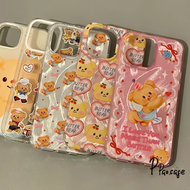 เคส สำหรับ IPhone 11 16 14 13 12 15 Pro Max XR 6 7 16 6S 8 Max X XS Plus SE 2020 เคสเส้นด้ายขนนกเทวดาเนยน่ารักสร้างสรรค์ รูปที่ 1