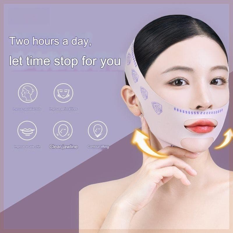 BEIKOTT เทปพันหน้ายกกระชับใบหน้า V Shape สายรัดกระชับสัดส่วน สายรัดแก้ม สายรัดมาส์กบาง สายรัดระบายอากาศเรียบ ลดเหนียง รูปที่ 1