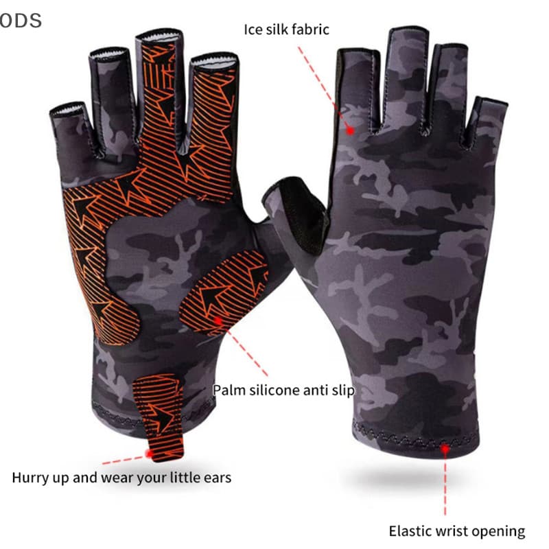 Ods ถุงมือตกปลาครึ ่ งนิ ้ ว Anti-sg ถุงมือออกกําลังกายทนต ่ อการสึกหรอ Anti-cutg Breathable ลื ่ นอุปกรณ ์ ตกปลากลางแจ ้ ง OD รูปที่ 8